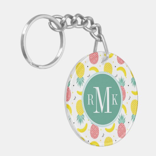 Colorful Tropical Fruit Pattern Sleutelhanger (Voorkant Links)