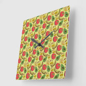 Colorful tropical fruit seamless pattern vierkante klok (Hoek)