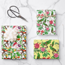 Colorful Tropical Gardens Trio Inpakpapier Vel