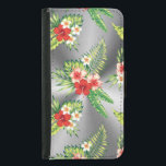 Colorful Tropical Hibiscus & Silver Background<br><div class="desc">Koel kleurrijke tropische hibiscus bloemen naadloos boven zilvergrijze metalen achtergrond. Zilvershine is een digitale illusie en geen echte glans.</div>