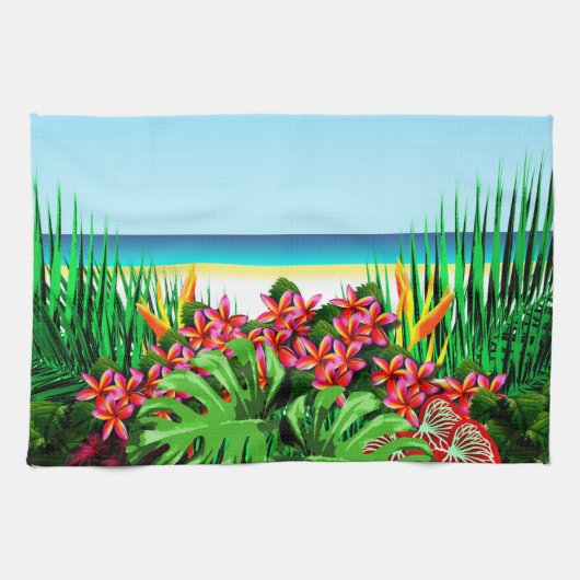 Colorful Tropical Home Decor Kitchen Theedoek (Horizontaal)