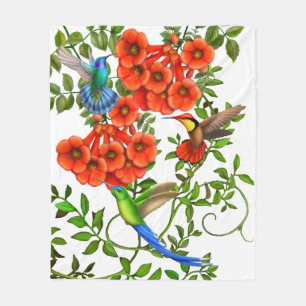 Colorful Tropical Hummingbird Fleece Blanket Deken