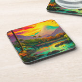 Colorful Tropical Island Paradise Bier Onderzetter (Linkerzijde)