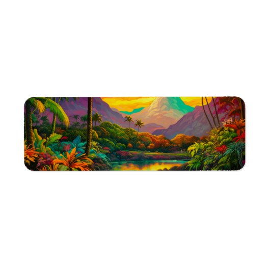 Colorful Tropical Island Paradise   Etiket (Voorkant)