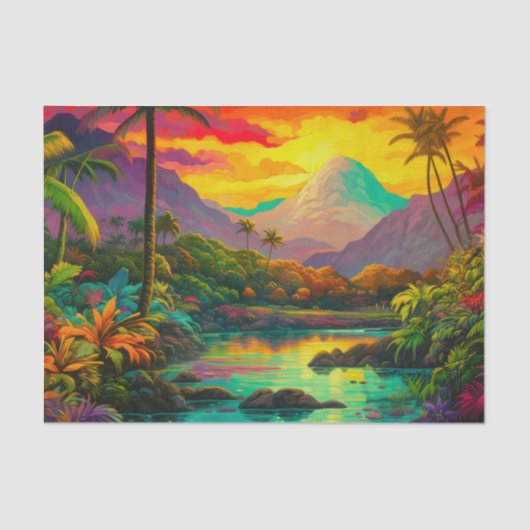 Colorful Tropical Island Paradise Tissuepapier (Voorkant)