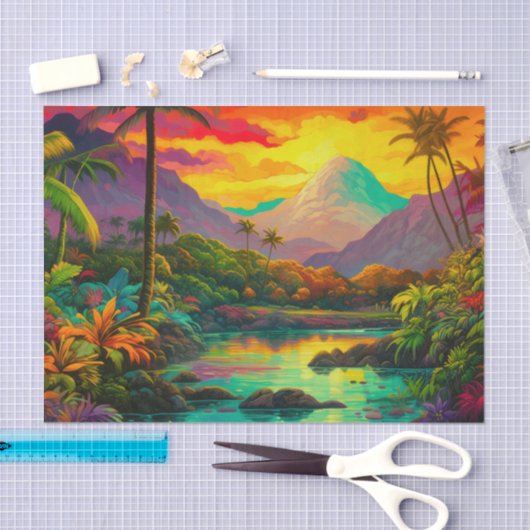 Colorful Tropical Island Paradise   Tissuepapier (Craft)