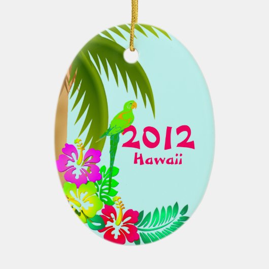Colorful Tropical Kerstversiering Keramisch Ornament (Voorkant)