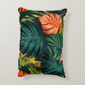 Colorful Tropical Leaves en Hibiscus Flowers | Accent Kussen (Achterkant (Verticaal))