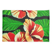 Colorful Tropical Leaves en Hibiscus Flowers | Kussensloop (Achterkant-Links)