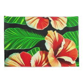 Colorful Tropical Leaves en Hibiscus Flowers | Kussensloop (Achterkant-Rechts)