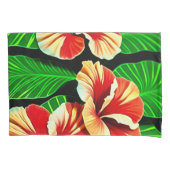 Colorful Tropical Leaves en Hibiscus Flowers | Kussensloop (Voorkant-Links)