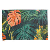 Colorful Tropical Leaves en Hibiscus Flowers | Kussensloop (Voorkant-Rechts)