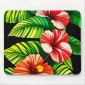 Colorful Tropical Leaves en Hibiscus Flowers | Muismat (Voorkant)
