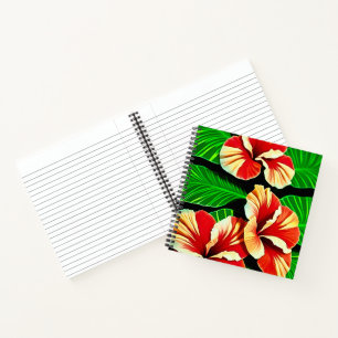 Colorful Tropical Leaves en Hibiscus Flowers Notitieboek