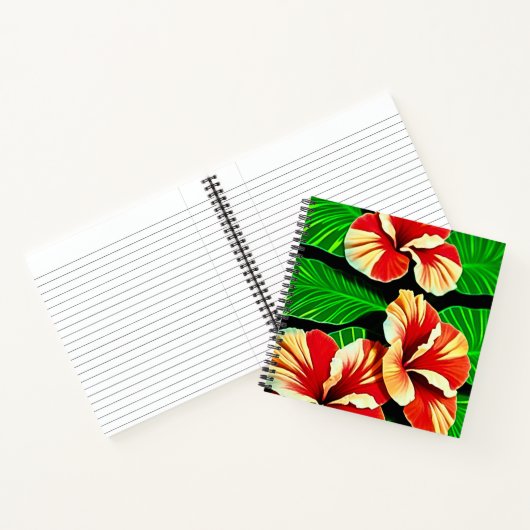 Colorful Tropical Leaves en Hibiscus Flowers | Notitieboek (Binnen)
