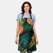 Colorful Tropical Leaves en Hibiscus Flowers | Schort (Gedragen)