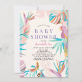 Colorful Tropical leaves Parrot Baby shower Kaart (Voorkant)