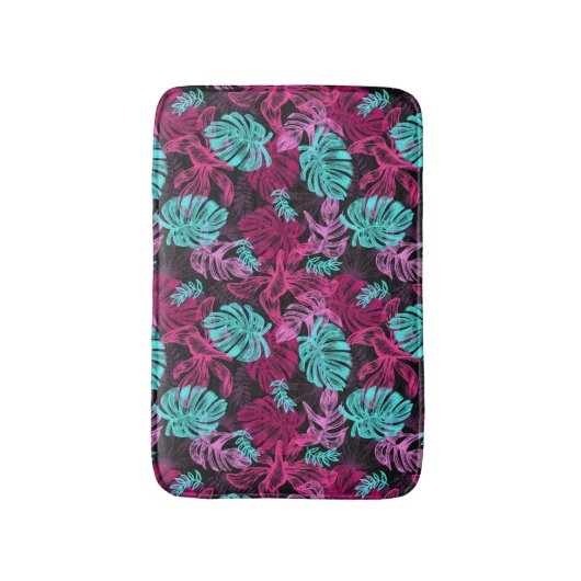 Colorful Tropical Leaves Pattern Badmat (Voorkant Verticaal)