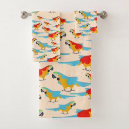 Colorful Tropical Macaw Pattern Bad Handdoek