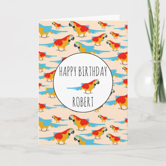 Colorful Tropical Macaw Pattern Birthday Kaart (Voorkant)