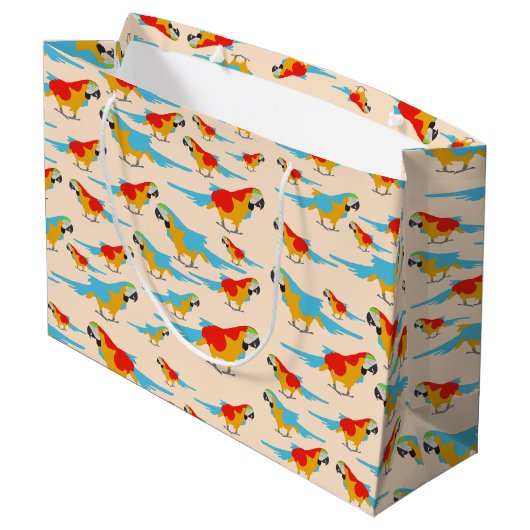 Colorful Tropical Macaw Pattern Groot Cadeauzakje (Achterkant Gekanteld)