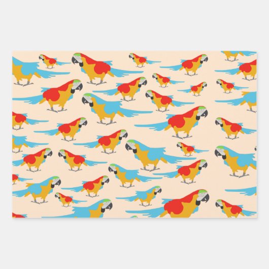 Colorful Tropical Macaw Pattern Inpakpapier Vel (Voorkant 3)