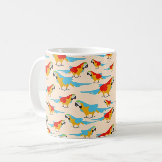 Colorful Tropical Macaw Pattern Koffiemok (Voorkant links)