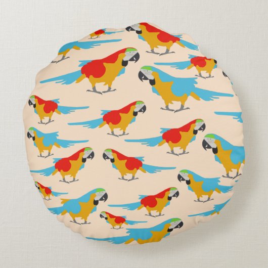 Colorful Tropical Macaw Pattern Rond Kussen (Achterkant)