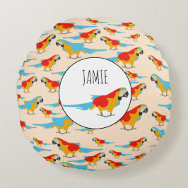 Colorful Tropical Macaw Pattern Rond Kussen