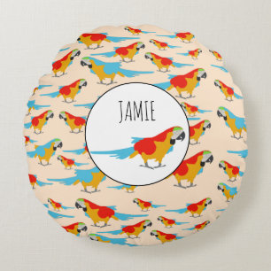 Colorful Tropical Macaw Pattern Rond Kussen