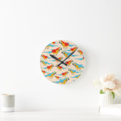 Colorful Tropical Macaw Pattern Ronde Klok (Huis)
