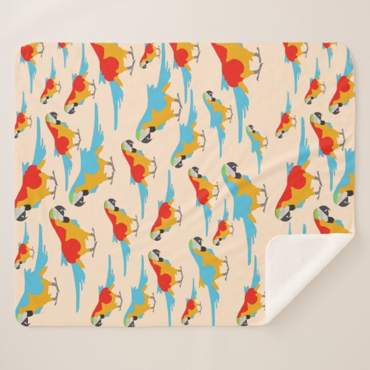 Colorful Tropical Macaw Pattern Sherpa Deken (Voorkant (horizontaal))