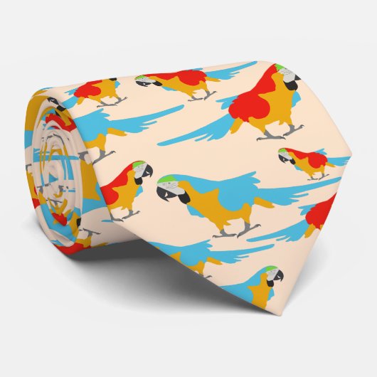 Colorful Tropical Macaw Pattern Stropdas (Opgerold)