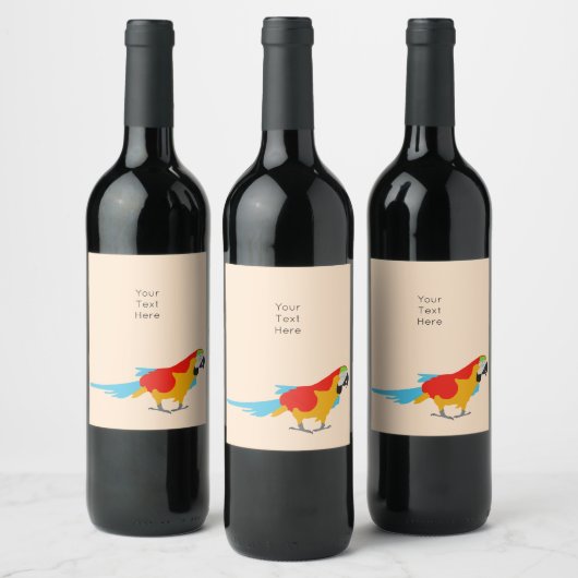 Colorful Tropical Macaw Wijn Etiket (Flessen)