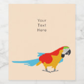 Colorful Tropical Macaw Wijn Etiket (Enkel label)
