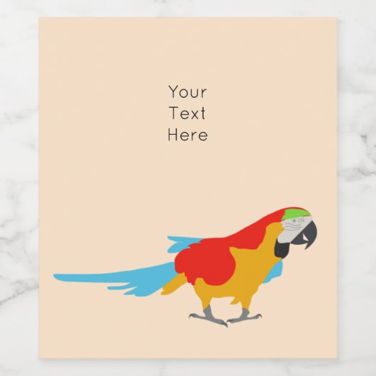 Colorful Tropical Macaw Wijn Etiket (Enkel label)