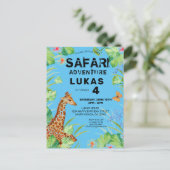 Colorful Tropical Oerwoud Safari Giraffe Birthday Briefkaart (Staand voorkant)