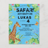 Colorful Tropical Oerwoud Safari Giraffe Birthday Briefkaart (Voorkant)
