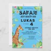 Colorful Tropical Oerwoud Safari Giraffe Birthday Kaart (Voorkant)