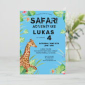 Colorful Tropical Oerwoud Safari Giraffe Birthday Kaart (Staand voorkant)