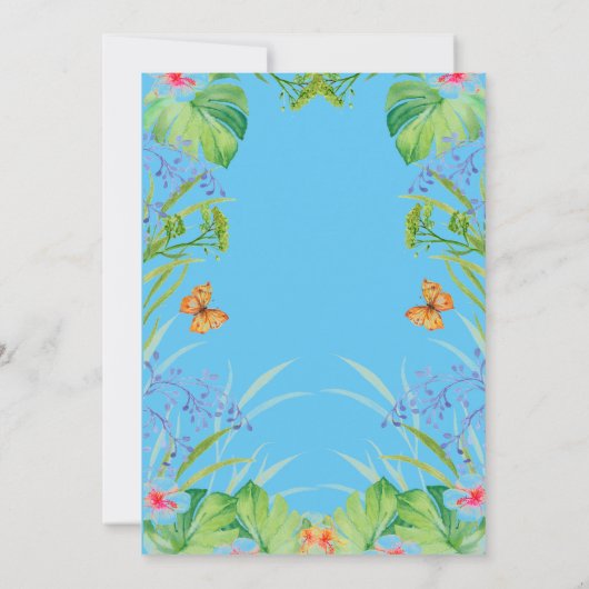 Colorful Tropical Oerwoud Safari Giraffe Birthday Kaart (Achterkant)