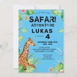 Colorful Tropical Oerwoud Safari Giraffe Birthday Kaart