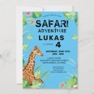 Colorful Tropical Oerwoud Safari Giraffe Birthday Kaart