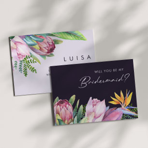 Colorful Tropical Paars Bridesmaid Voorstel Kaart
