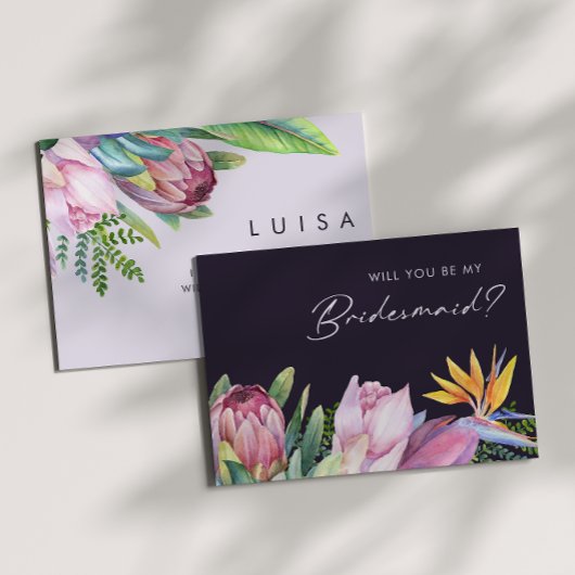 Colorful Tropical Paars Bridesmaid Voorstel Kaart