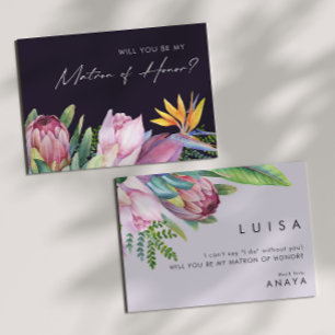 Colorful Tropical Paars Matron of Honor proposal Kaart