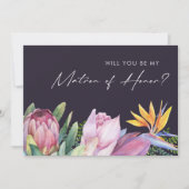 Colorful Tropical Paars Matron of Honor proposal Kaart (Voorkant)