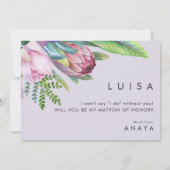 Colorful Tropical Paars Matron of Honor proposal Kaart (Achterkant)