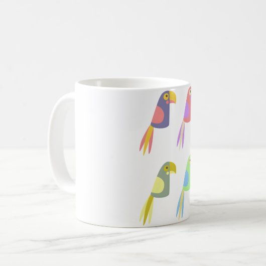 Colorful tropical parrot pattern koffiemok (Voorkant links)