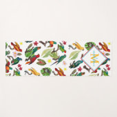 Colorful Tropical Parrots Leaves, Flowers Monogram Yogamat (Voorkant (horizontaal))